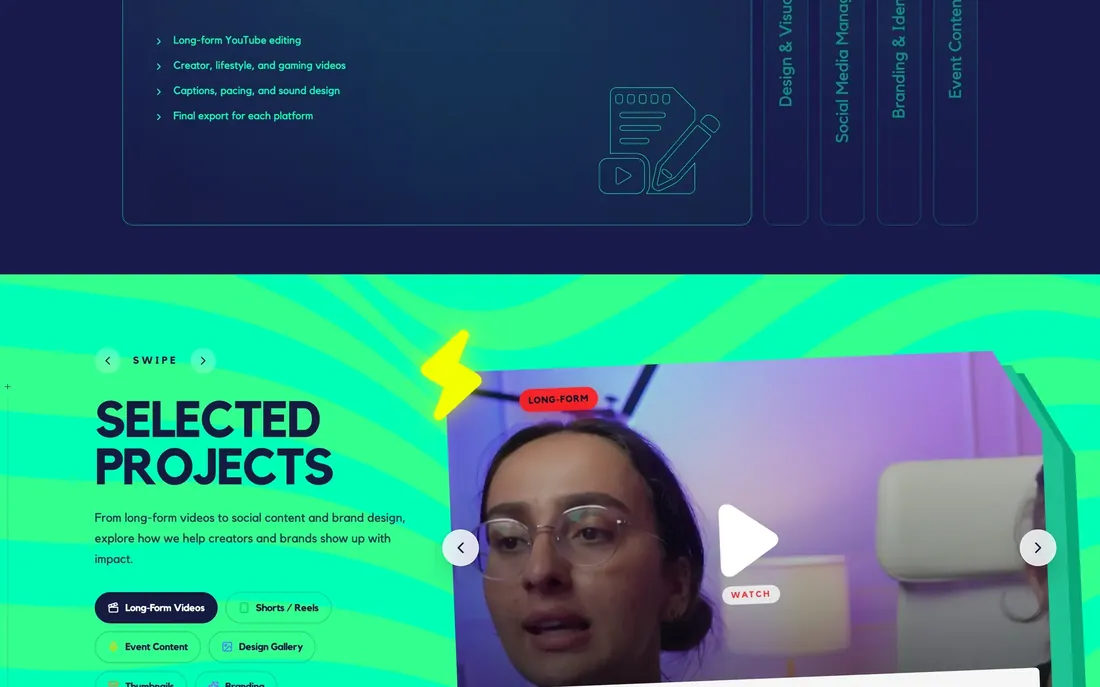 The services section in the light theme, on a mint wave ground.