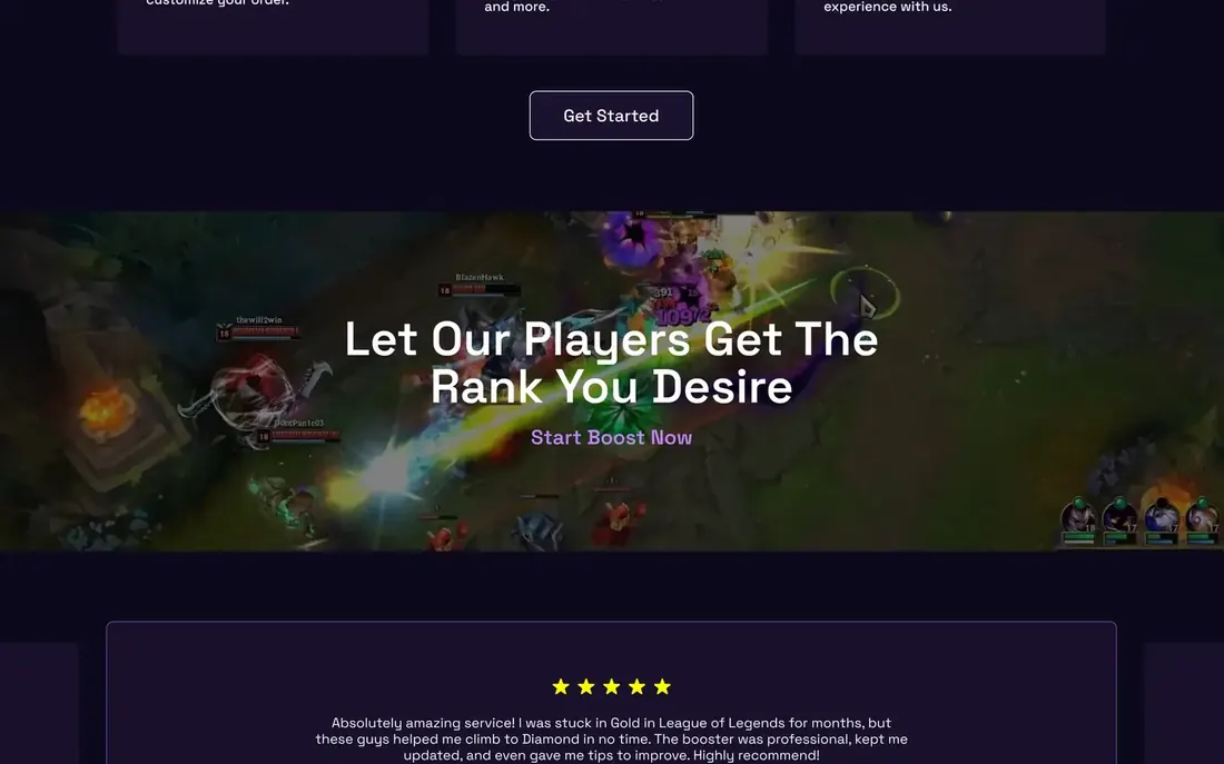 A section from the Elites page.