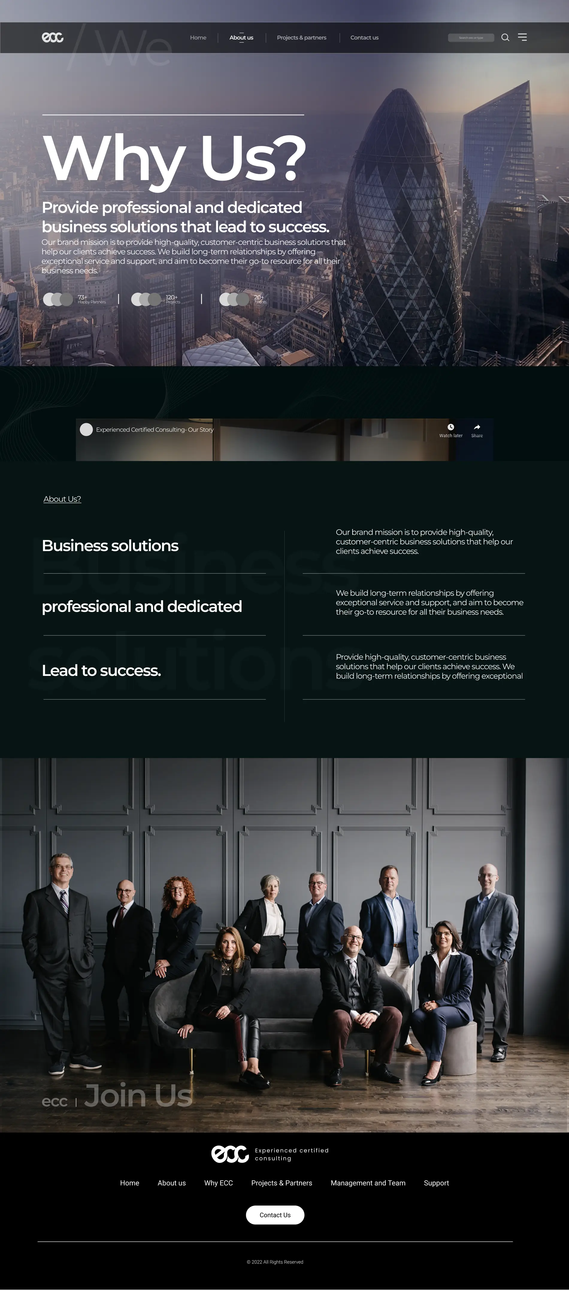 The ECC, why us page, full length.