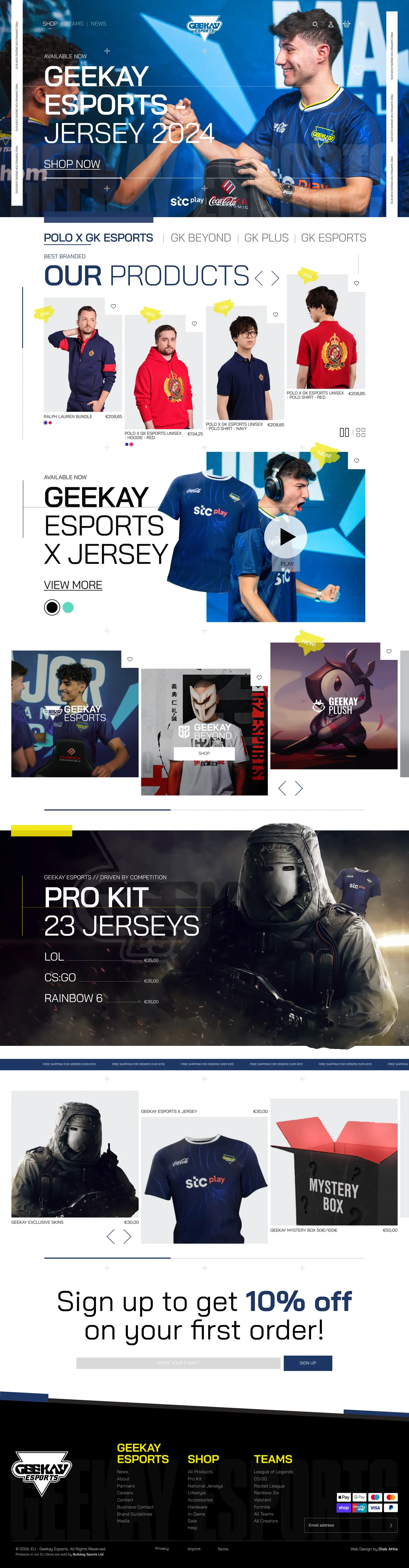 The Geekay Esports page, full length.